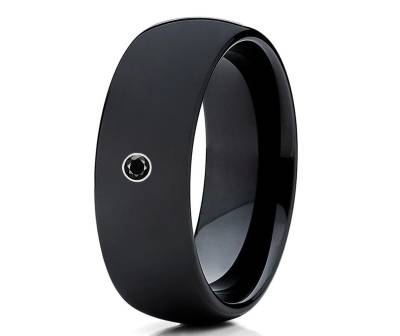 Schwarzer Diamant Ehering - Hartmetall Ring Jubiläumsring Einzigartiges Herren & Frauen Kuppel Ehering von YorksJewelryDesign
