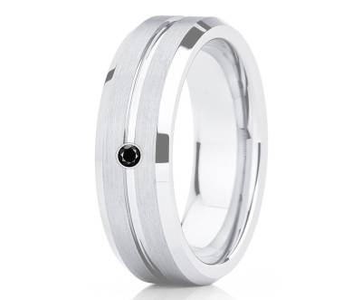 Schwarzer Diamant Ring, Hartmetall Ring, 9mm Ehering, 7mm Ehering, Diamant Ring, Trauring, 9mm Ring von YorksJewelryDesign