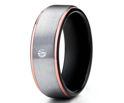 Schwarzer Ehering, Diamant Ehering, Hartmetall Ring, Jahrestag Ring, Verlobungsring, Hartmetall Ring, Einzigartiger Ehering von YorksJewelryDesign