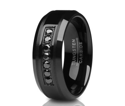 Schwarzer Wolfram Ehering, 8mm Ehering, Hartmetall Ring von YorksJewelryDesign