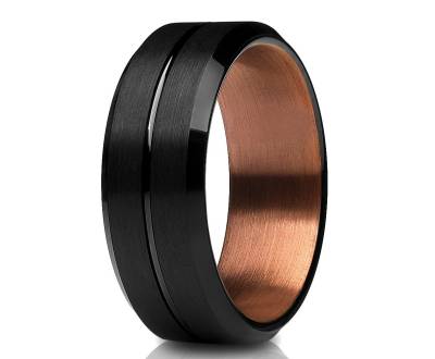 Tungsten Ehering, Kupfer Schwarz Ring, Tungsten Ehering, Herren & Frauen, Espresso Kupfer Ring, Herren Ehering, Frauen Ring, Unikat von YorksJewelryDesign