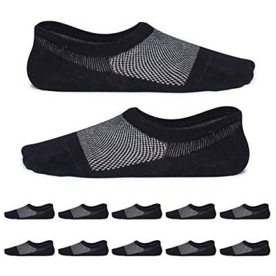 YouShow Sneaker Socken Damen 39-42 Schwarz Herren Füßlinge Unsichtbare 10 Paar Footies No Show Kurze Silikonpad Sportsocken für Damen von YouShow