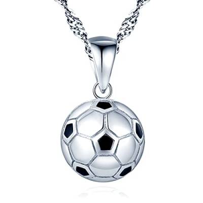 Yumilok Damen Halskette aus 925 Sterling Silber Kugel mit Anhänger Fußball Damen Halskette Kette für Damen Kinder von Yumilok