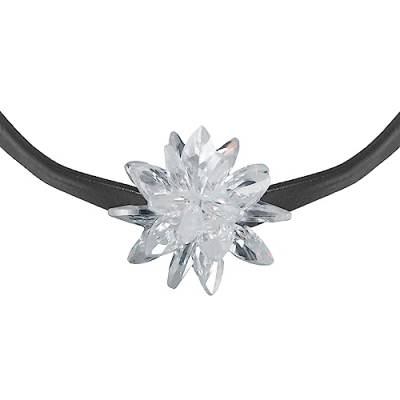 Yumilok Kette Damen Halskette Collier 925 Sterling Silber Choker Eisblume Lederseil schwarz für Frauen Geburtstags Muttertag von Yumilok