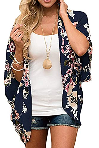 Yutdeng Damen Florale Kimono Cardigan Chiffon Tops Casual Strandkleid Sommer Pareos Lose Bluse Shawl Elegante Leichte Sommerjacke Lässige Strand Poncho von Yutdeng