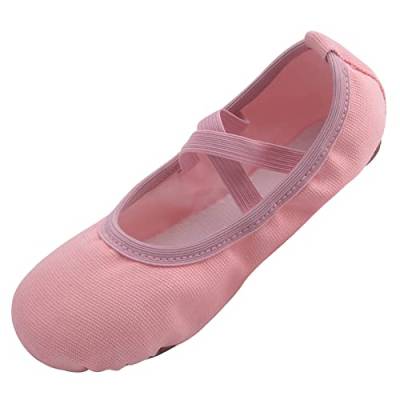 ZDQ Ballettschuhe Mädchen Gymnastikschuhe Damen Ballerina Schuhe Ballettschläppchen Kinder Tanzschuhe Ballett Schläppchen Leder Turnschläppchen Frauen Rosa 26 von ZDQ