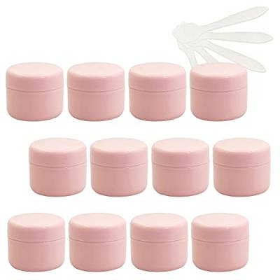 ZEOABSY 24 Stück, 50ml Rosa Plastik Leerdose, Kosmetische Lotion Creme Tiegel mit Schraubverschluss, Innenfutter, für Cremedose, Nailart Lippenbalsam Creme + 5 x Löffel von ZEOABSY