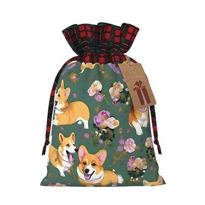 ZISHAK Corgi Weihnachtsgeschenktüten mit Kordelzug, wiederverwendbare Geschenkbeutel für alle Anlässe von ZISHAK