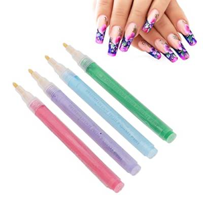 ZJchao Nagellackstifte - 4er Set zum schnellen Trocknen und DIY Nagelkunst in verschiedenen Farben. Mit Hakenlinie und Punktierstift für Maniküre, Nail Art und Zeichnung von ZJchao