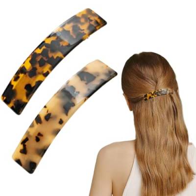 Haarspangen im französischen Design, Schildpatt-Zelluloid, rechteckige Haarspangen für Frauen, große Haarspangen für Frauen, französische rechteckige Haarspangen, für dünnes und dickes Haar, 2 Stück von ZKSXOA