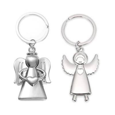 ZKSXOA 2 Schutzengel Schlüsselanhänger mit dem Kleeblatt für Prüfungen oder Auto, sich als Geschenk für Frauen, Freundin, Kollegen eignen (Engel von ZKSXOA