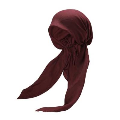 ZLYC Damen Chemo Turban Mütze Headwraps Leichte Beanie Hut(Einfarbig Burgund) von ZLYC