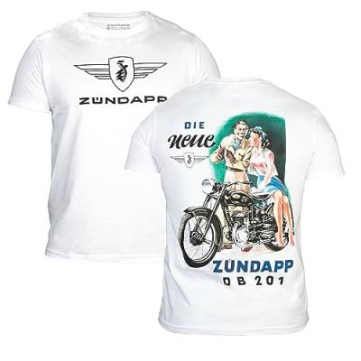 ZÜNDAPP T-Shirt Herren Damen | Basic Tshirt für Männer oder Frauen Erwachsene Unisex | T Shirt schwarz Weiss grau Oliv (as3, Alpha, x_l, Regular, Regular, weiß Uni) von ZÜNDAPP