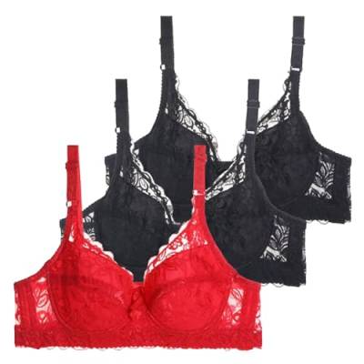 BH Damen mit Bügel 3er-Pack Damen-BHS mit bügel, Push-up-BH-Set, sexy Bustier-Sport-BH, Trainings-BH Sport BH Damen Rot 95B von ZZHZGZ