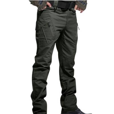 ZZHZGZ Cargohose Herren Arbeitshosen Männer Latzhose Baumwolle Outdoor Hose mit Taschen Männer Stretch Arbeitshosen Combat Tactical Hose Ranger Hose für Jagd Wandern (Grün, 4XL) von ZZHZGZ