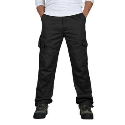 ZZHZGZ Cargohose Herren Baggy Arbeitshosen Männer Latzhose Schnittschutzhose Hose Chino Cargo Hose Freizeithose Baumwolle Sporthose Casual Jogginghose Sweatpants mit Taschen (Schwarz, XL) von ZZHZGZ