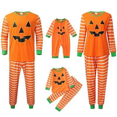 ZZHZGZ Halloween Pyjama Familien Damen Herren Kinder Jumpsuit Kuschelig Hoodie mit Reißverschluss Kapuze Schlafanzug Set Einteiler Nachtwäsche Overall Hausanzug für die ganze Familie (Dad, 02, S) von ZZHZGZ