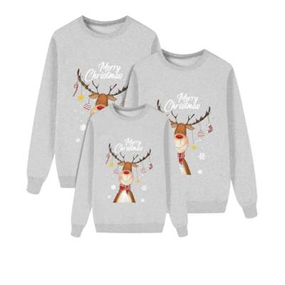 ZZHZGZ Weihnachtspullover Familie Set Weihnachten Pullover Set Partnerlook Pärchen Gestrickte Pullover Strickpullover Winterpullover Weihnachtspullis (Herren, Grau, XL) von ZZHZGZ