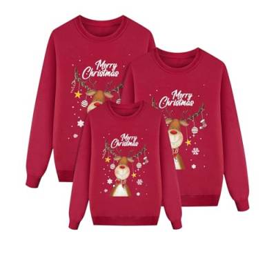 ZZHZGZ Weihnachtspullover Familie Set Weihnachten Pullover Set Partnerlook Pärchen Gestrickte Pullover Strickpullover Winterpullover Weihnachtspullis (Herren, Rot, XL) von ZZHZGZ