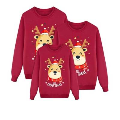 ZZHZGZ Weihnachtspullover Familie Set Weihnachten Pullover Set Partnerlook Pärchen Gestrickte Strickpullover Winterpullover Weihnachtspullis Sweatshirt Kinder Damen Herren (Damen, Rot 05, M) von ZZHZGZ