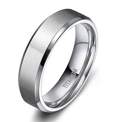 Zakk Damen Herren Ringe Titan Silber Matt Gebürstet Verlobungsring Partnerring Eheringe Trauringe 4mm 6mm 8mm 10 mm Breit (6mm,75 (23.9)) von Zakk