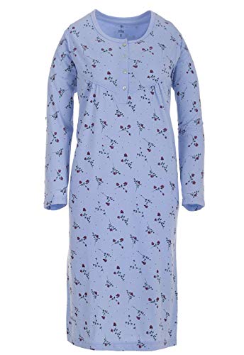 Zeitlos Nachthemd Langarm Damen Rose Schlafshirt M-6XL Übergröße, Farbe:blau, Größe:L von Zeitlos