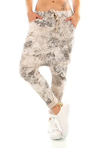 Zeralda Fashion Damen Freizeit Hose Haremshose Jogpants Baggy Boyfriend Batik Ornamente (Cappuccino) von Zeralda Fashion