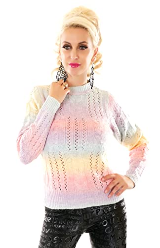 Zeralda Fashion Damen Regenbogen Strickpullover Rainbow Langarm Pulli kuschelig weich ONE Size 34-38 (Modell 1) von Zeralda Fashion
