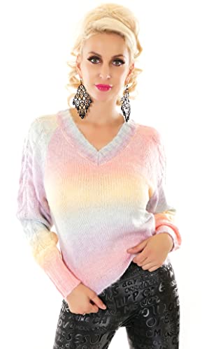 Zeralda Fashion Damen Regenbogen Strickpullover Rainbow Langarm Pulli kuschelig weich ONE Size 34-38 (Modell 2) von Zeralda Fashion