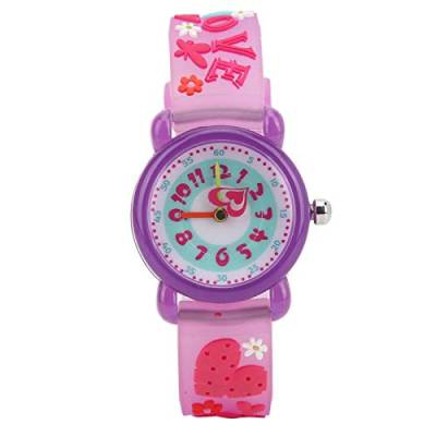 Zerodis Kinder Armbanduhr, 3D Cartoon wasserdichte Armbanduhr PVC Armbanduhr für Kinder Kleinkind Jungen Mädchen Mädchen 3-12 Jahre alt(Lila) von Zerodis