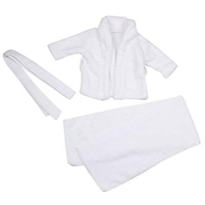 Zerodis Baby Bademantel Handtuch Set Weiß Weiche Baumwolle Fotografie Requisiten Kostüm Kinder Bad Swaddle Shooting Foto Kleidung Zubehör(3-6 Monate) von Zerodis
