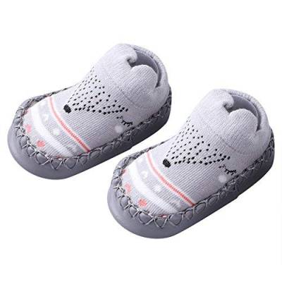 Zerodis Baby Hüttenschuh Weiche Baumwolle Socken Anti Rutsch Kindersocken für Kleinkinder Neugeborenen Unisex (11 cm)(Grau) von Zerodis