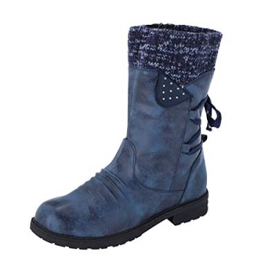 Zshosam Winterstiefel Damen Gefüttert, Stiefel Outdoor Schneestiefel Ankle Boots Warme Winter Stiefeletten Schuhe Damenschuhe Arbeitsschuhe Winterboots für rutschfeste (Stiefel Damen 02-Blue, 41) von Zshosam