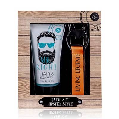 Accentra Geschenkset Hipster Style Pflege für Männer/inkl. Duschgel und Shampoo (2 in 1) und einem Schlüsselanhänger mit Flaschenöffner/alles ansprechend in einer Geschenkbox verpackt von accentra