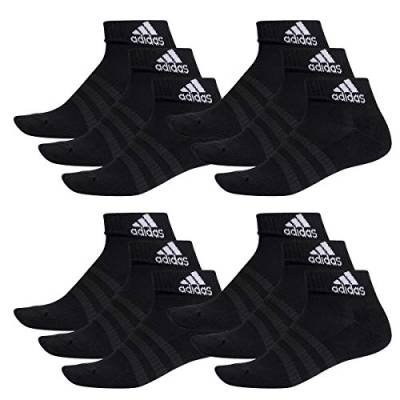 adidas Ankle/Quarter Socken Unisex Kurzsocke Knöchelsocke 12 Paar, Farbe:Black, Socken & Strümpfe:46-48 von adidas