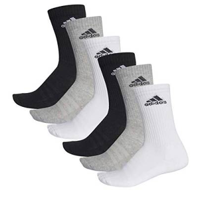 adidas CUSHIONED CREW Tennissocken Sportsocken Damen Herren Unisex 6 Paar, Farbe:032 - grey melange, Socken & Strümpfe:37-39 von adidas