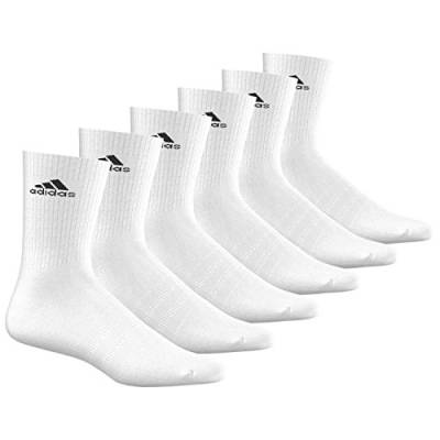 adidas CUSHIONED CREW Tennissocken Sportsocken Damen Herren Unisex 6 Paar, Farbe:White, Socken & Strümpfe:37-39 von adidas