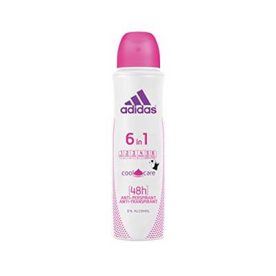 adidas 6-in-1 Deospray für Damen – Erfrischendes Antitranspirant gegen Schweißgeruch, Achselnässe, weiße Flecken, gelbe Verfärbungen & Bakterien – pH-hautfreundlich – 6er Pack (6 x 150ml) von adidas