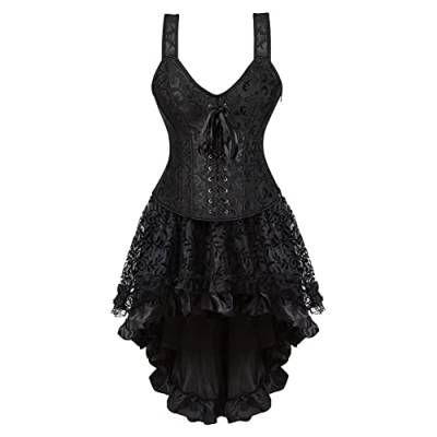 Jutrisujo korsett damen kleid corset dress corsage vollbrust burlesque vintage Schwarz 3XL von Jutrisujo