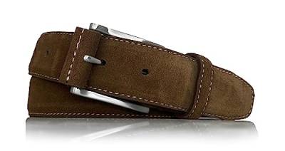 almela | Gürtel wildleder herren und damen | Velour Ledergürtel 35mm | Veloursleder 3,5cm | Herrengürtel und Damengürtel kürzbar | Suede leather belt (Braun, 95) von almela