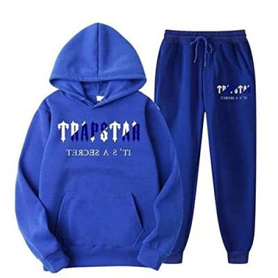 appe Sportswear Trapstar Trainingsanzug Sets Herren Tracksuit Jogging Suit Pullover Hooded Jacket + Trousers Hoodie Autumn Winter Hoodie + Pants Set,Unisex Sportswear (Blau,M,M) von appe