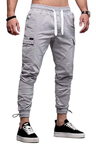 behype. Herren Cargo Chino-Hose Jogger Jeans-Hose 80-8388 Hellgrau W36 von behype.