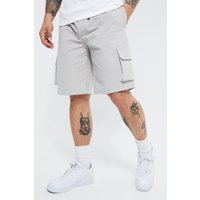 Mens Lockere elastische Stretch Cargo-Shorts - Grau - XS, Grau von boohooman