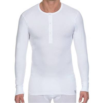 Bruno Banani Herren Langarmshirt Schlafanzugoberteil Cotton Coloured Button, Einfarbig, Gr. XX-Large (Herstellergröße: 8), Weiß (1) von bruno banani