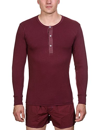 Bruno Banani Herren Schlafanzugoberteil Button Longshirt, Gr. Large, Rot (bordeaux 85) von bruno banani