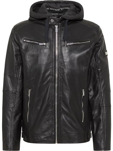 bruno banani Lederjacke mit Sweatkapuze Schwarz XL von bruno banani