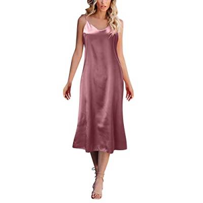 callmo Pyjama Damen Lang Nachtkleid Damen Sexy Nachtwäsche Unterkleid Classics Negligee Spitzen Einfarbig Kleider Babydoll Satin Unterwäsche Spaghetti Träger Kleid Schlafkleid Kurz Sleepshirt Kimono von callmo