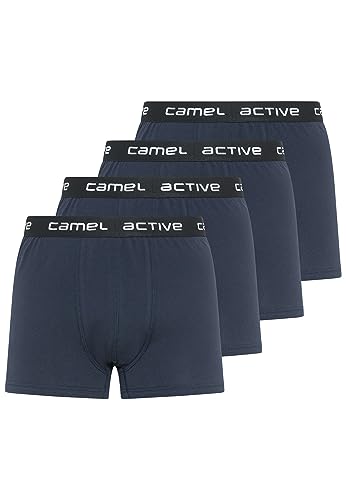 camel active Herren Boxershorts 4er Pack - Blau, Grau, Schwarz, Weiß Bequeme Baumwoll-Unterhosen - Einfarbige Shorts Blau Menswear-L von camel active