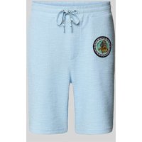 CARLO COLUCCI Regular Fit Shorts mit Label-Patch in Hellblau, Größe L von carlo colucci