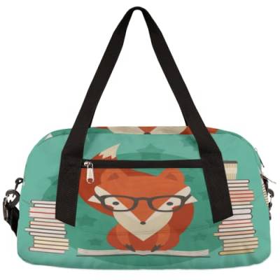 Fox Lese-Buch Kinder Duffle Bag Mädchen Tanztasche Leicht Wasserabweisend Faltbar Sport Gym Bag Weekender Übernachtung Übernachtung Carry On Reisetasche für Jungen Mädchen von cfpolar